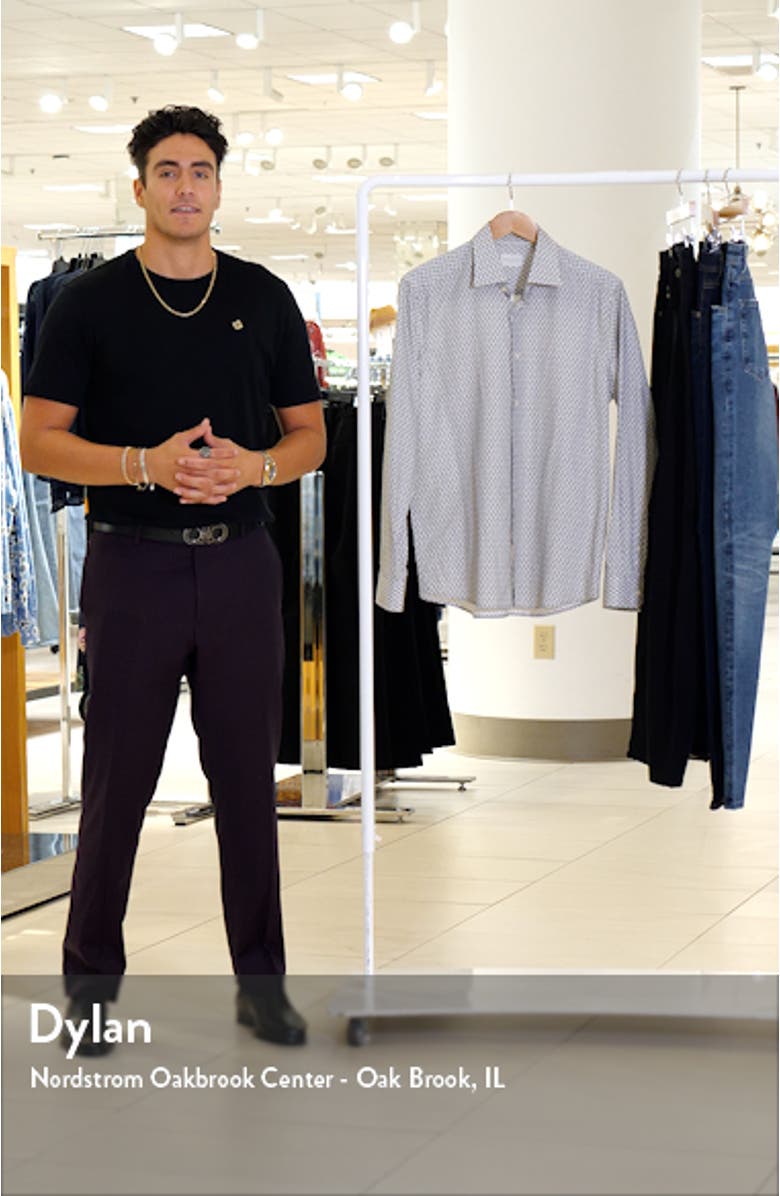 Adam Contemporary Fit Geo Print Cotton Button-Up Shirt, sales video thumbnail