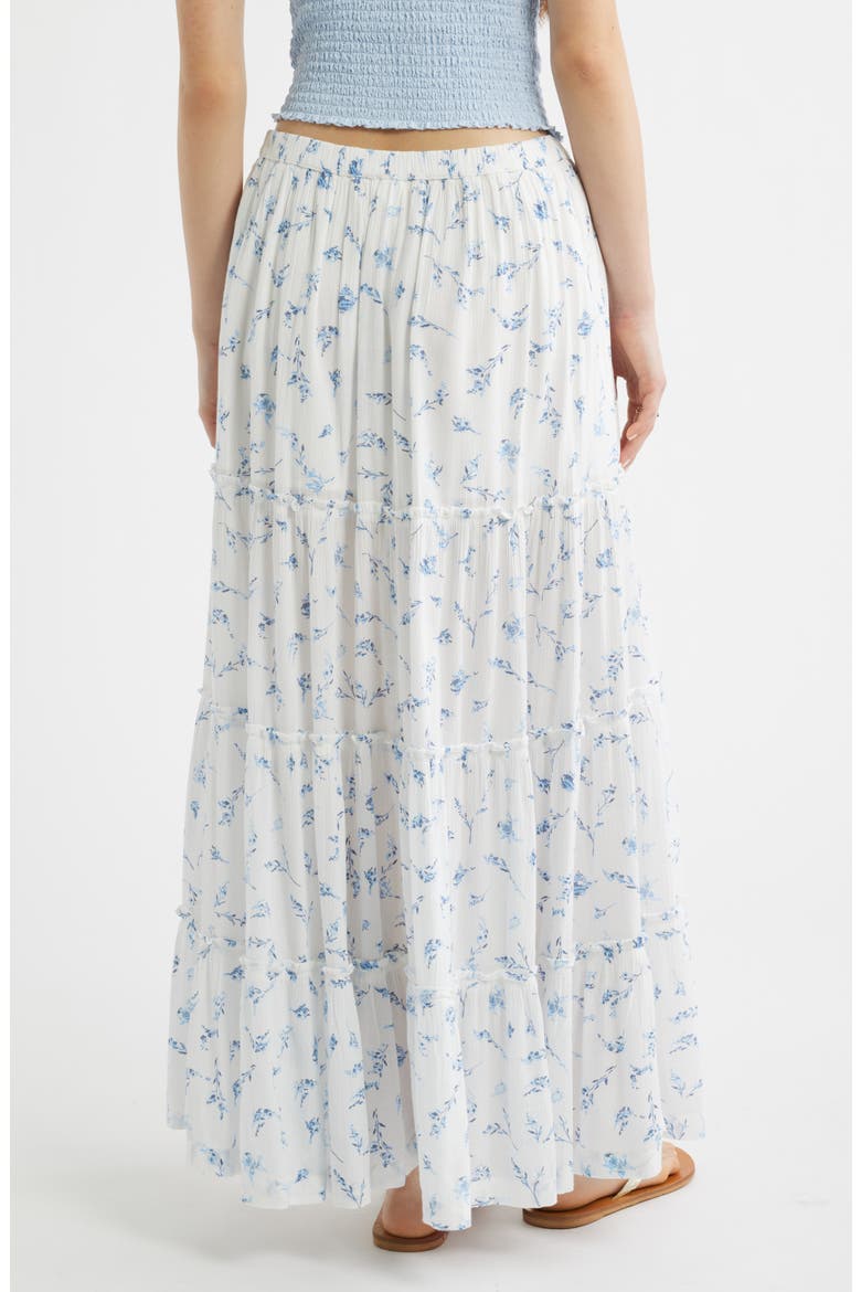 Tiered Maxi Skirt, Alternate, color, IVORY- BLUE MEREDITH BLOOM