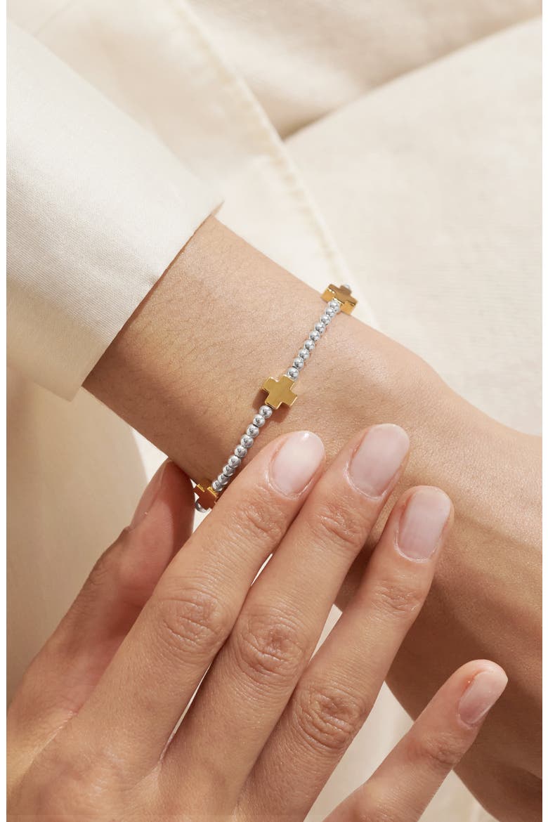 A Little 'Pray Believe Receive' Bracelet In Silver And Gold-Tone Plating, Alternate, color, Metallic Silver