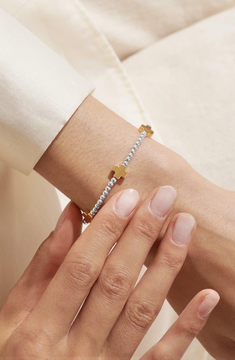 A Littles & Co A Little 'Pray Believe Receive' Bracelet In Silver And Gold-Tone Plating, Alternate, color, Metallic Silver