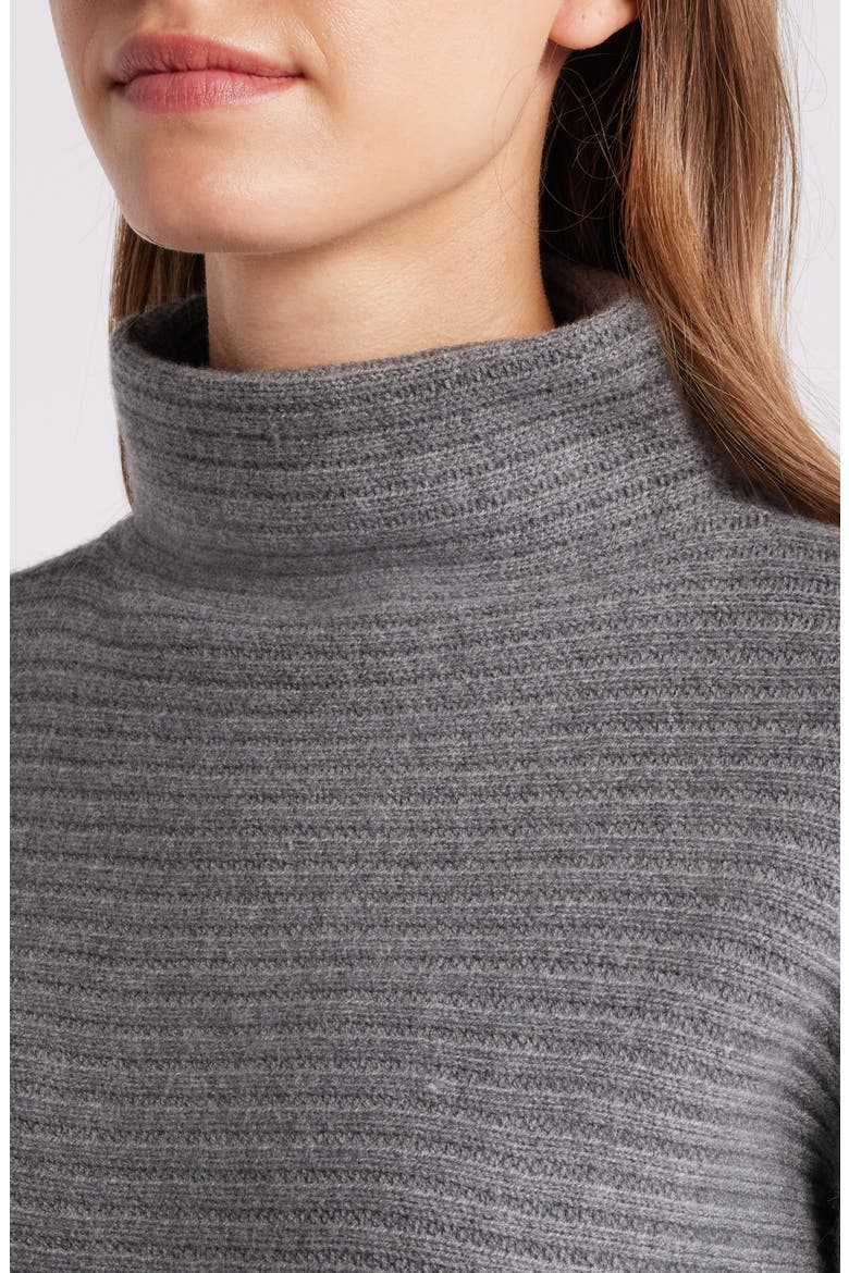 Horizontal Rib Mock Neck Sweater, Alternate, color, GRAPHITE HEATHER GREY