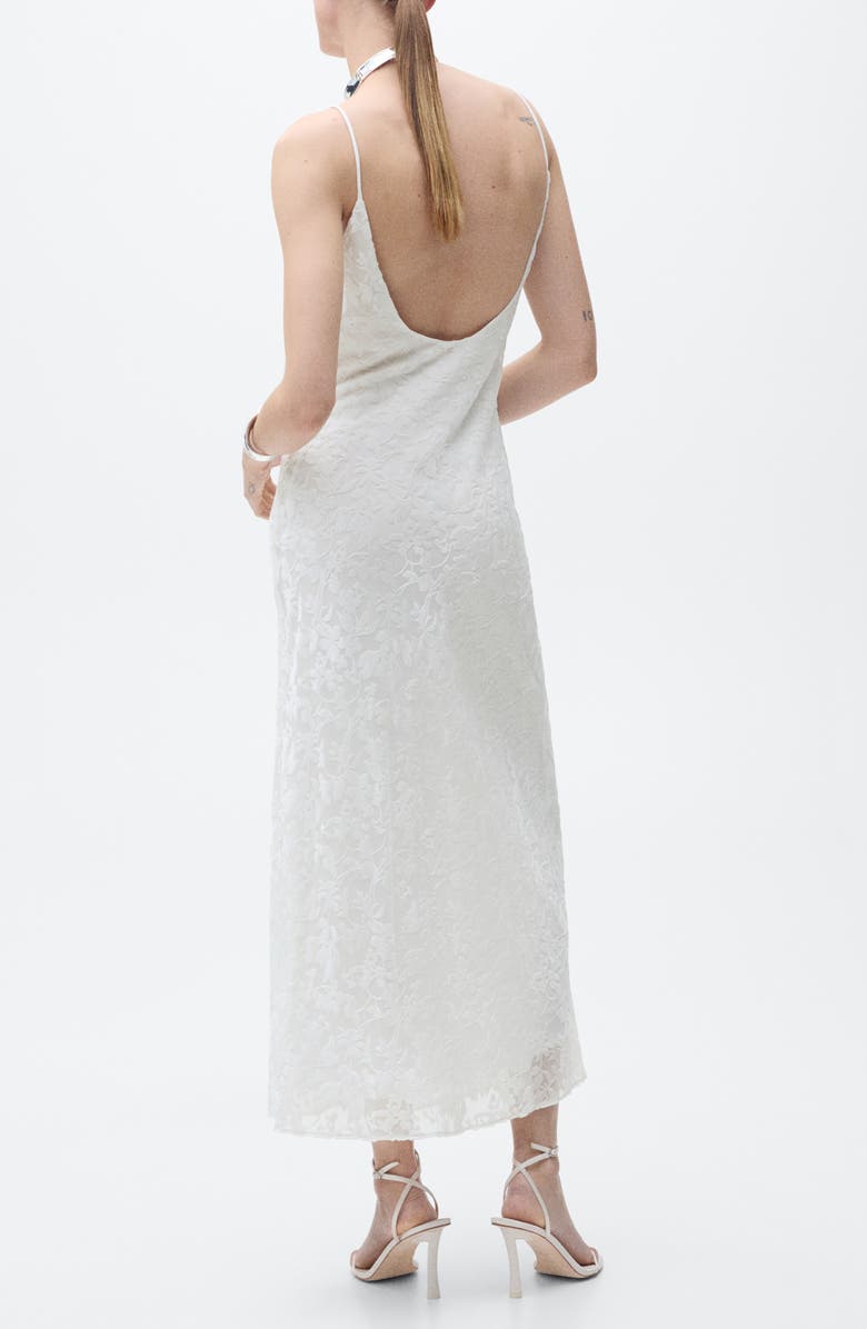 MANGO Floral Jacquard Dress, Alternate, color, Off White