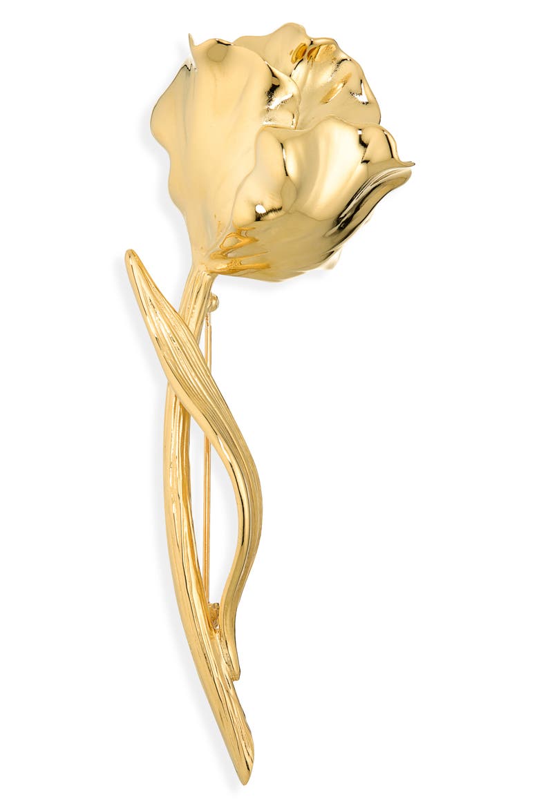 Iris Bud Brooch, Main, color, GOLD