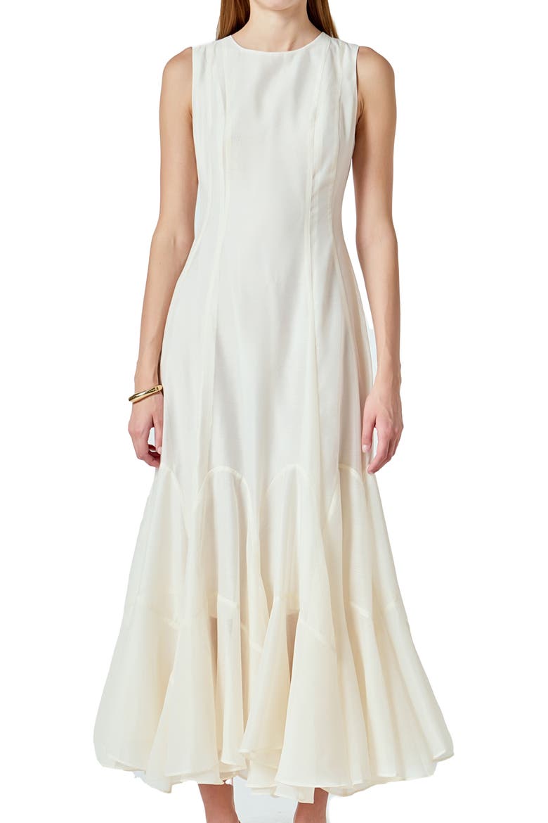 Godet Detail Maxi Dress, Alternate, color, BEIGE