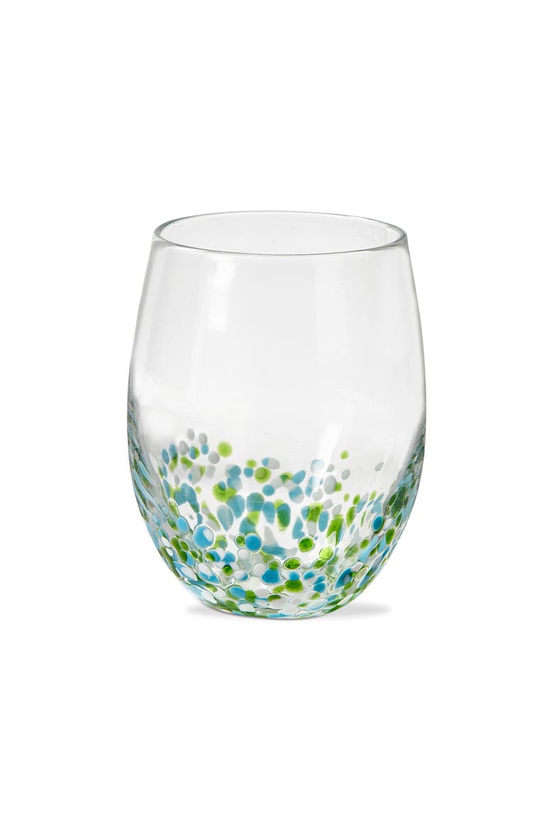 Pebble Glass Stemless Green Beverage Glassware Set of 4, Main, color, Green