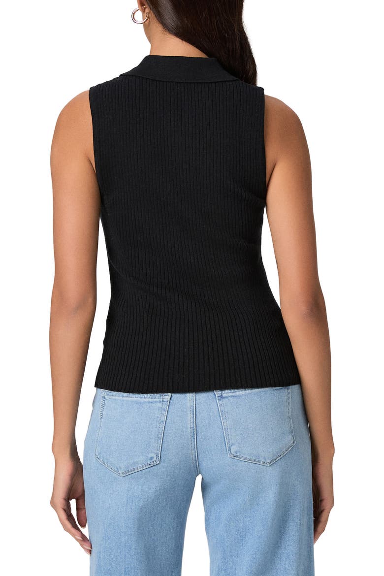 Vesta Rib Sleeveless Polo, Alternate, color, BLACK