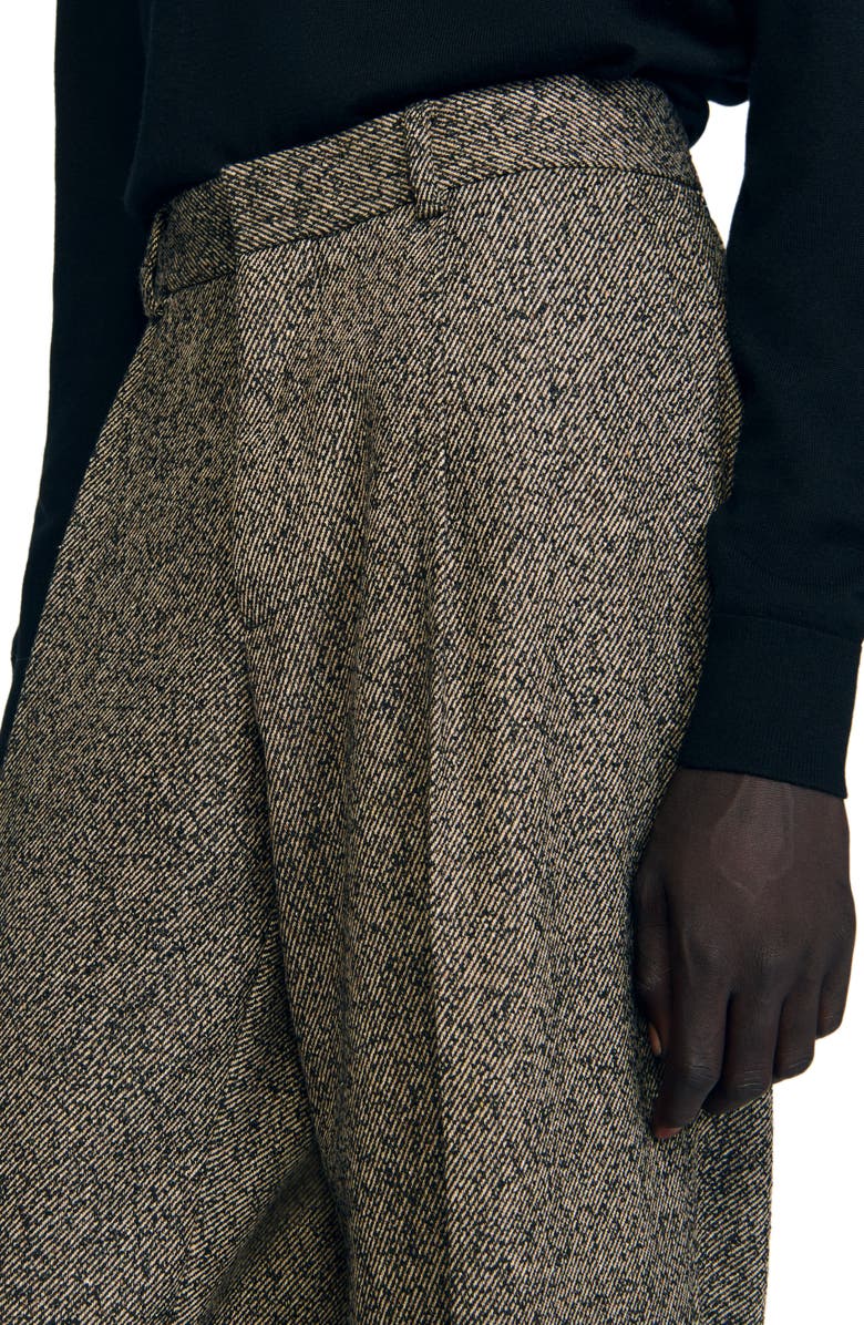 SANDRO Wide-leg suit trousers, Alternate, color, String Chine