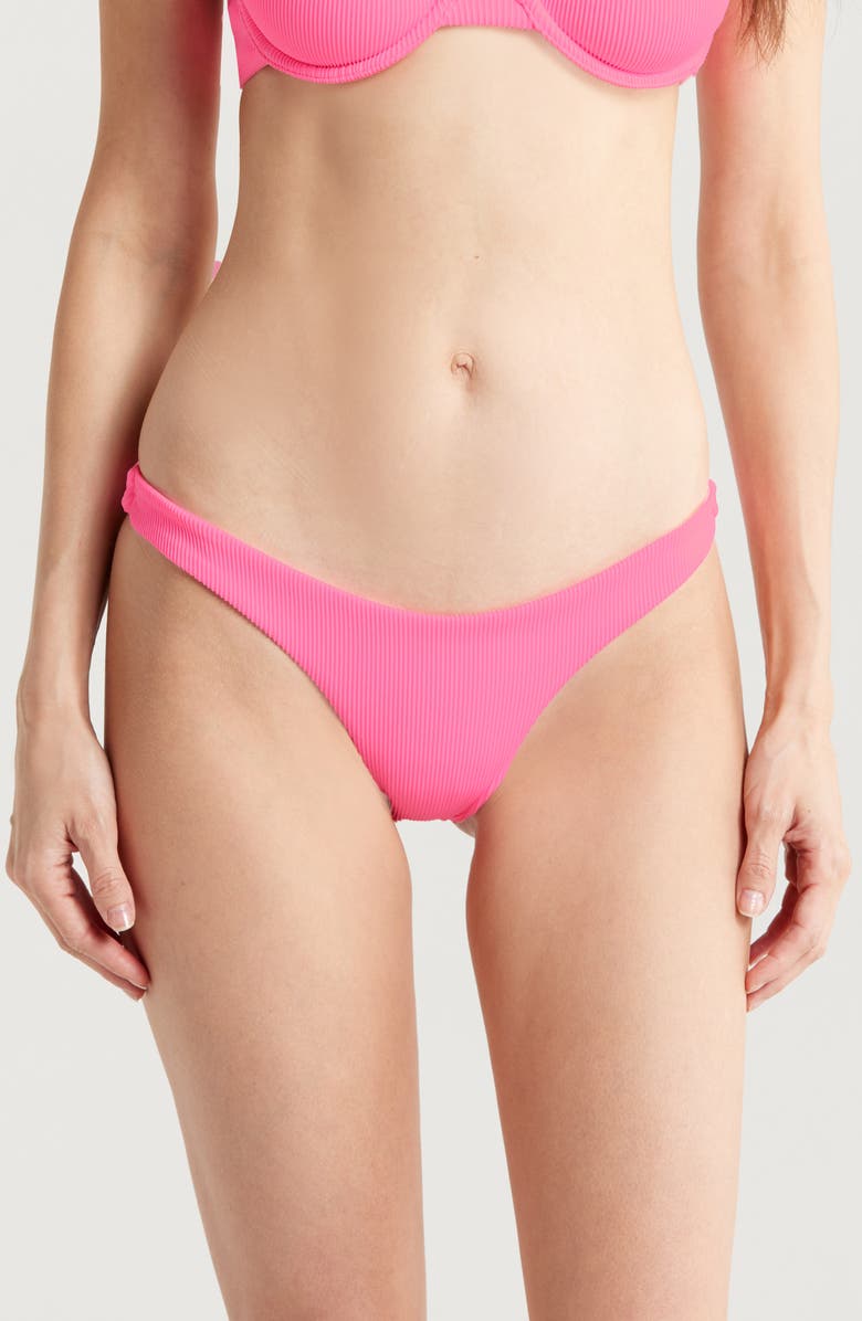 Kulani Kinis Minimalist Bikini Bottoms, Main, color, Taffy Pink