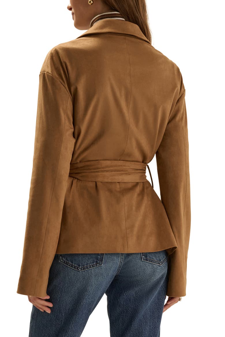 The Marina Faux Suede Wrap Jacket, Alternate, color, CAMEL