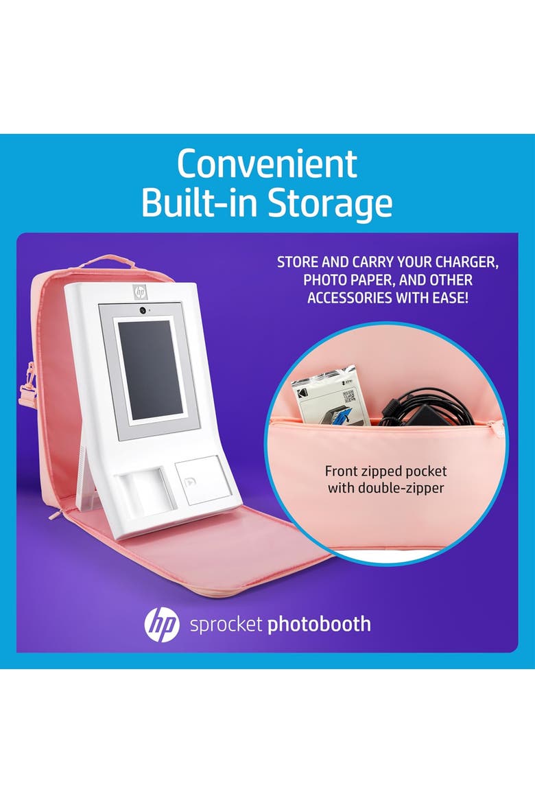 Premium Carrying Padded Storage Case w/Removable Shoulder Strap for Sprocket Photobooth, Alternate, color, Pink
