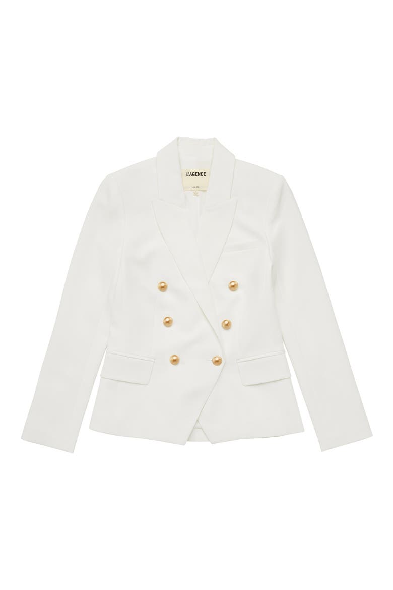 Kenzie Double Breasted Blazer, Alternate, color, WHITE