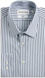 Nordstrom Striped Trim Fit Cotton Dress Shirt