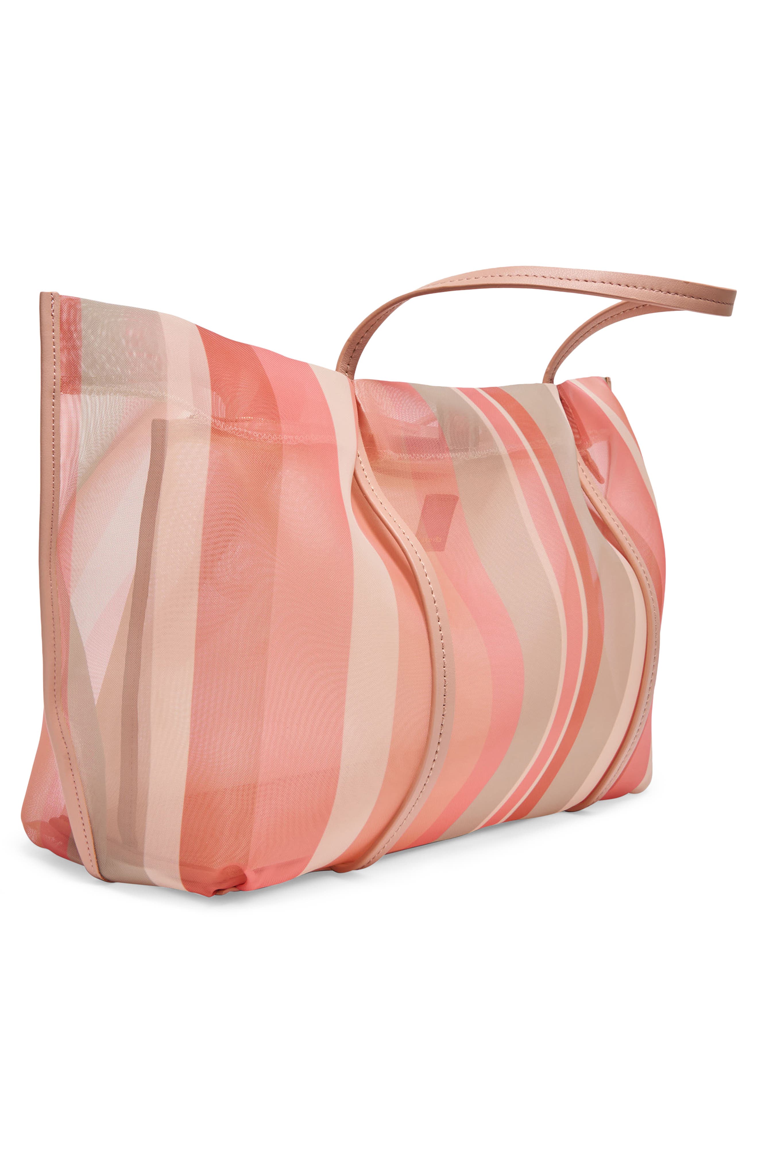 Aislin Mesh Tote Bag, Alternate, color, CORAL STRIPE