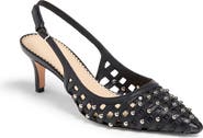 Cinq à Sept Rena Cage Studded Slingback Pointed Toe Pump