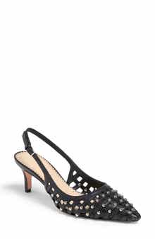 Cinq à Sept Rena Cage Studded Slingback Pointed Toe Pump