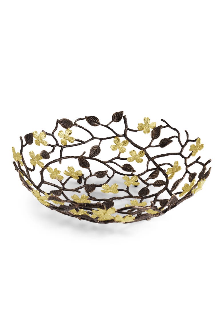 Dogwood Centerpiece Basket, Main, color, BRASS/ GOLD