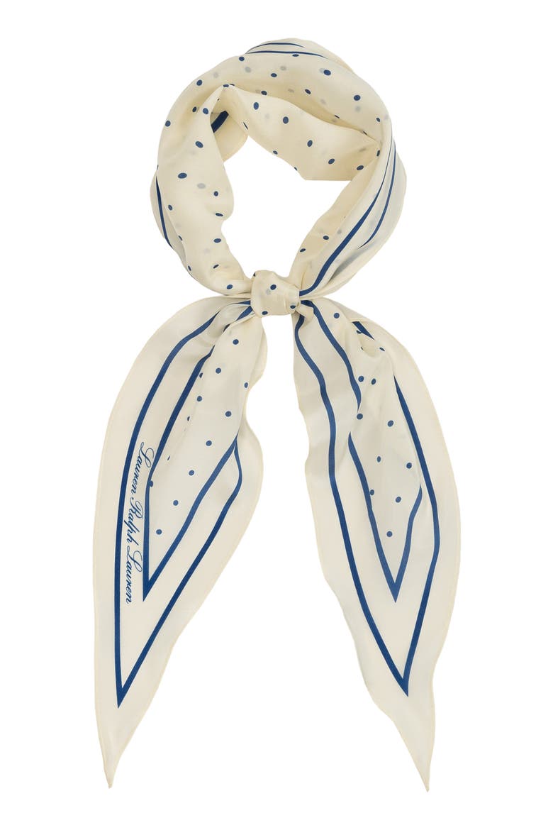 Dot Silk Diamond Scarf, Alternate, color, WHITE