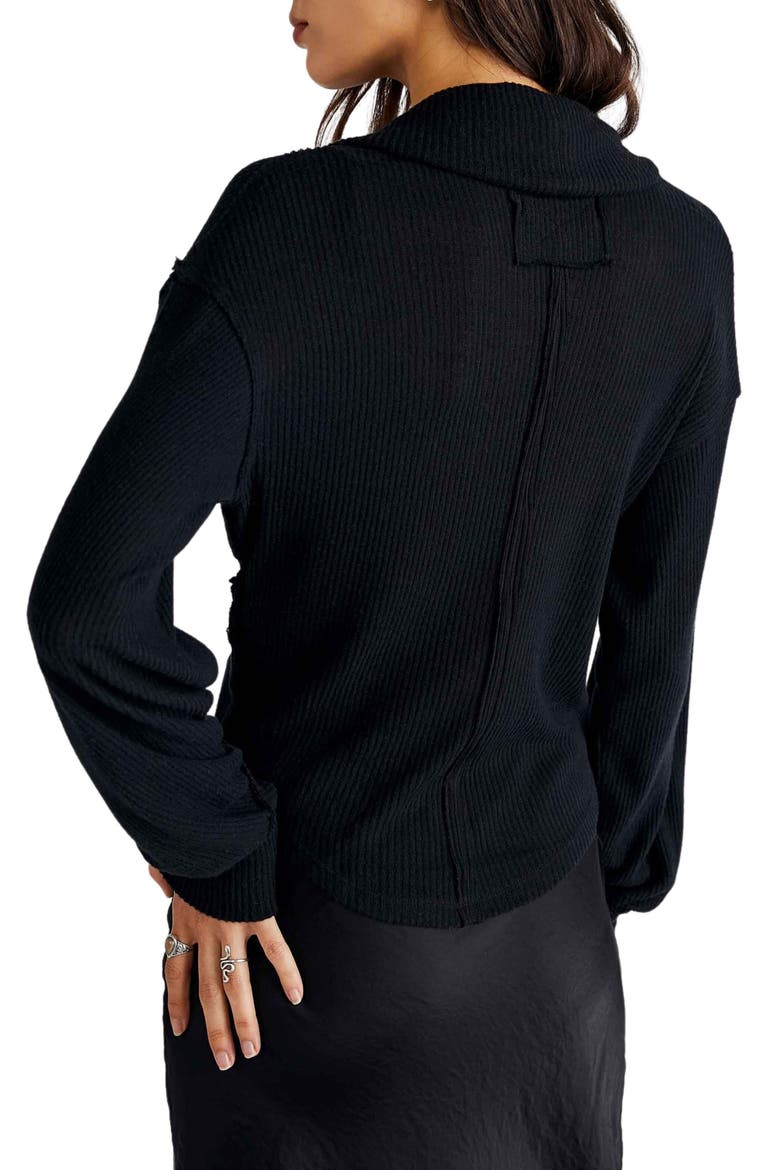 Hold Me Close Rib Wrap Front Top, Alternate, color, BLACK