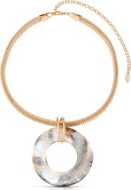 Ettika Shell Disc Pendant Necklace