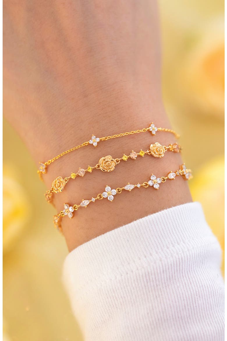 Disney Belle Rose Adjustable Bracelet, Alternate, color, GOLD