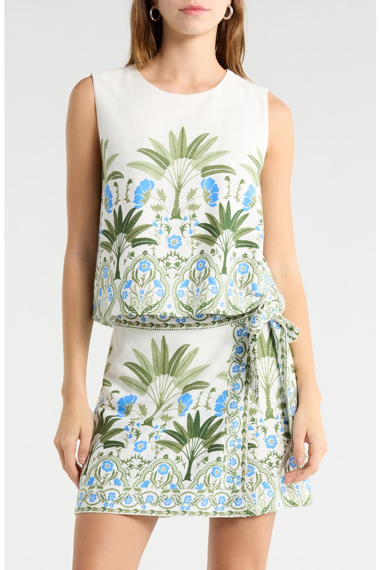 Senara Floral Sleeveless Top, Main, color, WHITE-GREEN-MULTI