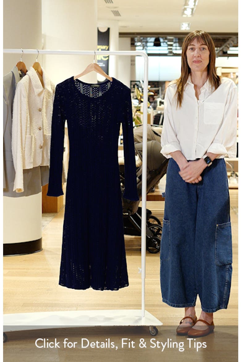 The Julietta Long Sleeve Pointelle Midi Sweater Dress video