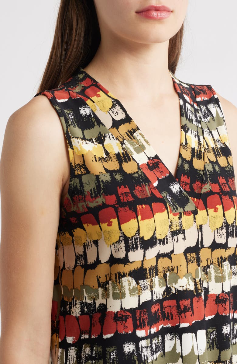 Anne Klein Printed Pleat Front Sleeveless Top, Alternate, color,
