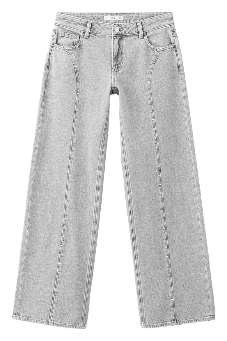 Studded Seam Wide Leg Jeans, Main, color, DENIM GREY