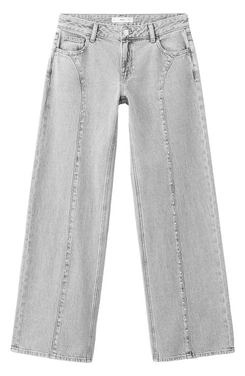 Studded Seam Wide Leg Jeans