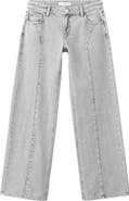 MANGO TEEN Studded Seam Wide Leg Jeans