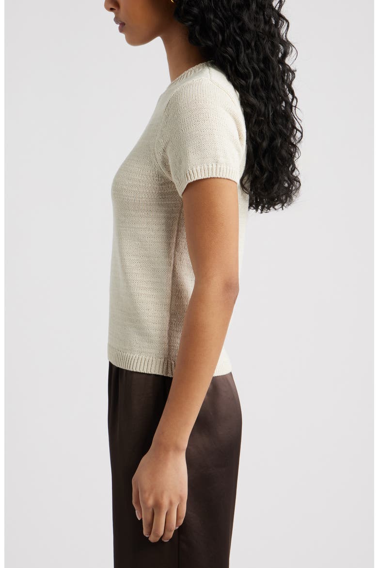 Short Sleeve Cotton Blend Sweater, Alternate, color, IVORY DOVE