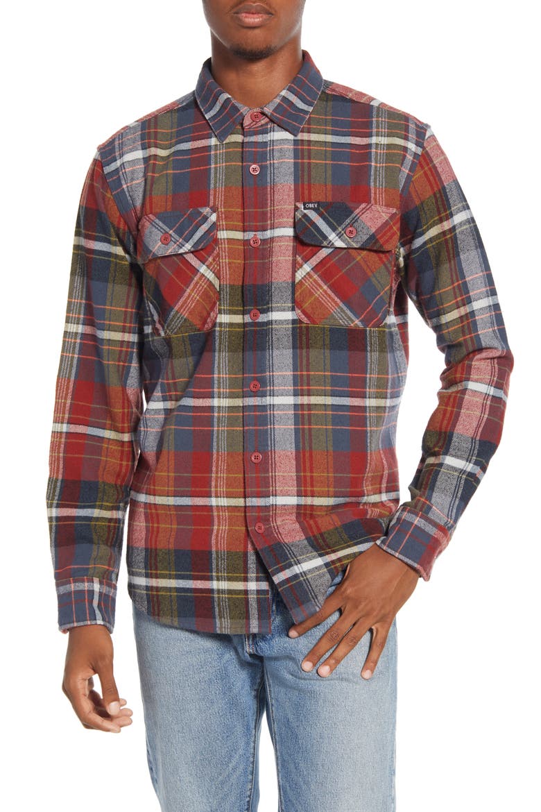 Obey Wyatt Trim Fit Plaid Flannel Button-Up Shirt (Men) | Nordstrom