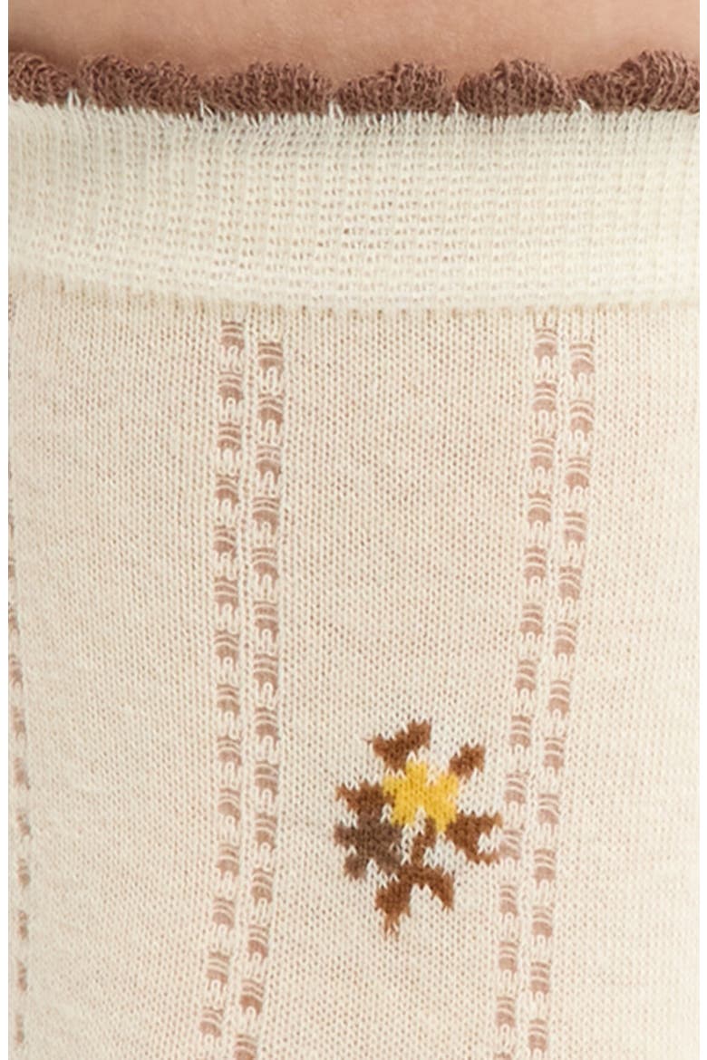 Winona Floral Pointelle Crew Socks, Alternate, color, YELLOW