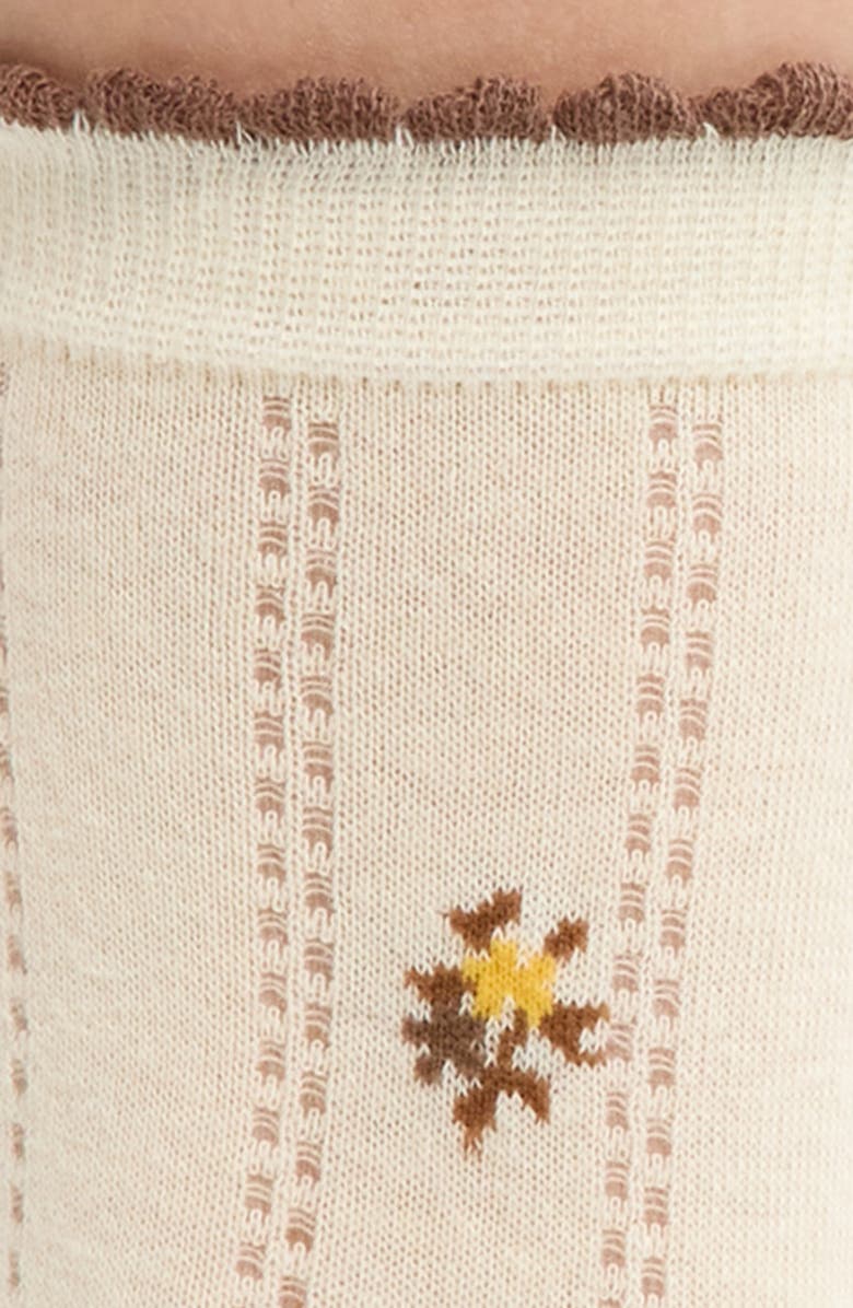 Casa Clara Winona Floral Pointelle Crew Socks, Alternate, color, Yellow