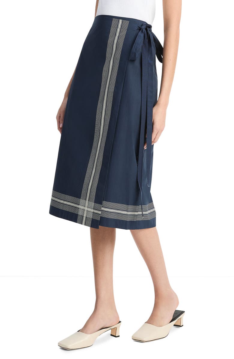 Vince Stripe Trim Wrap Skirt, Alternate, color, Coastal/Pale Canyon