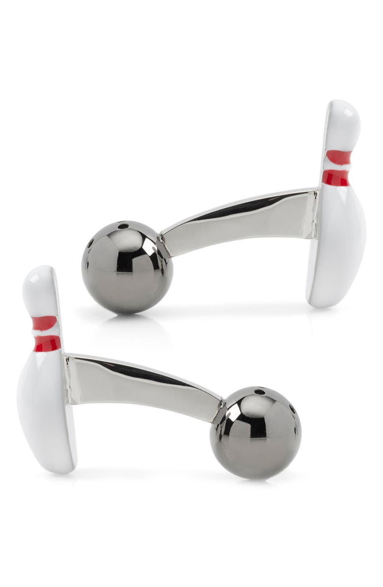 Cufflinks, Inc. 3D Bowling Ball & Pin Cuff Links, Alternate, color, White