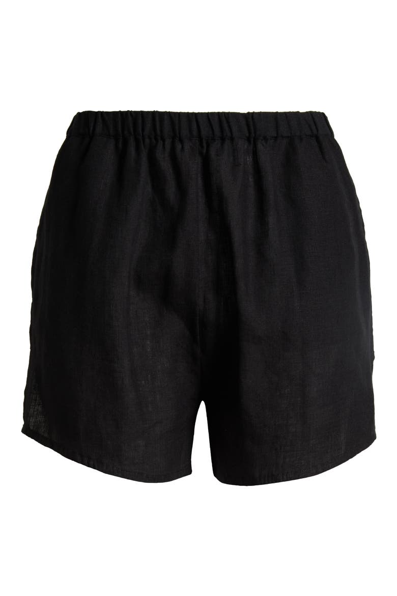 Tallows Linen Cover-Up Shorts, Alternate, color, ECO LINEN BLACK