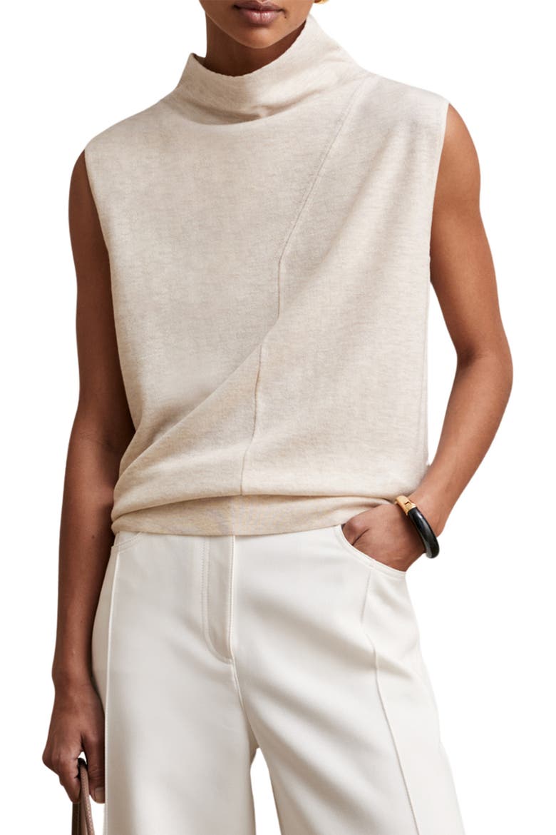 Harper Funnel Neck Sleeveless Wool Sweater, Main, color, STONE NEUTRAL