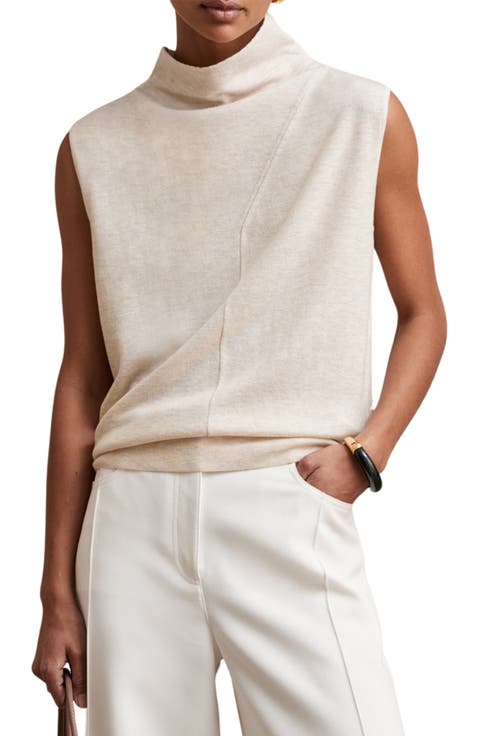 Harper Funnel Neck Sleeveless Wool Sweater