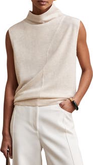 Reiss Harper Funnel Neck Sleeveless Wool Sweater