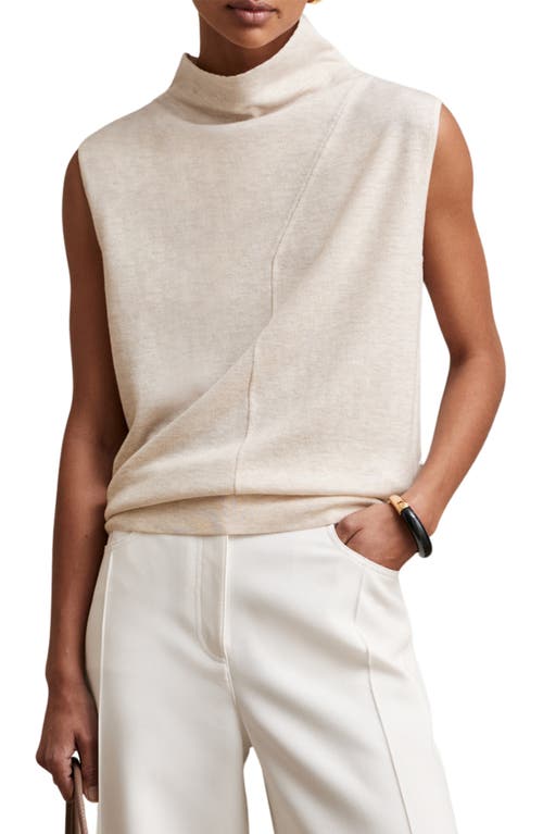 Reiss Harper Funnel Neck Sleeveless Wool Sweater In Neutral