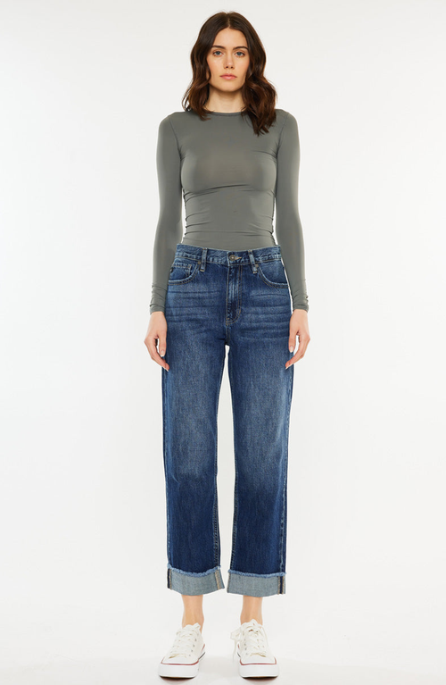 Kancan Finley Essentials High Rise Straight Leg Jeans In Blue
