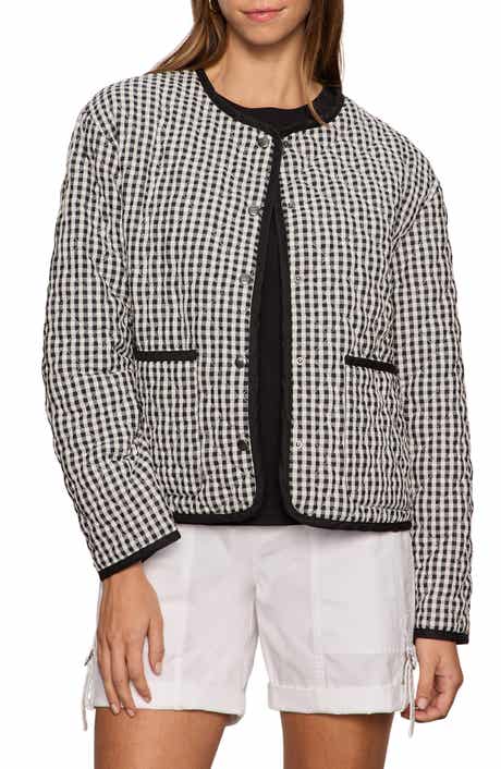 Gingham Quilted Cotton Blend Jacket