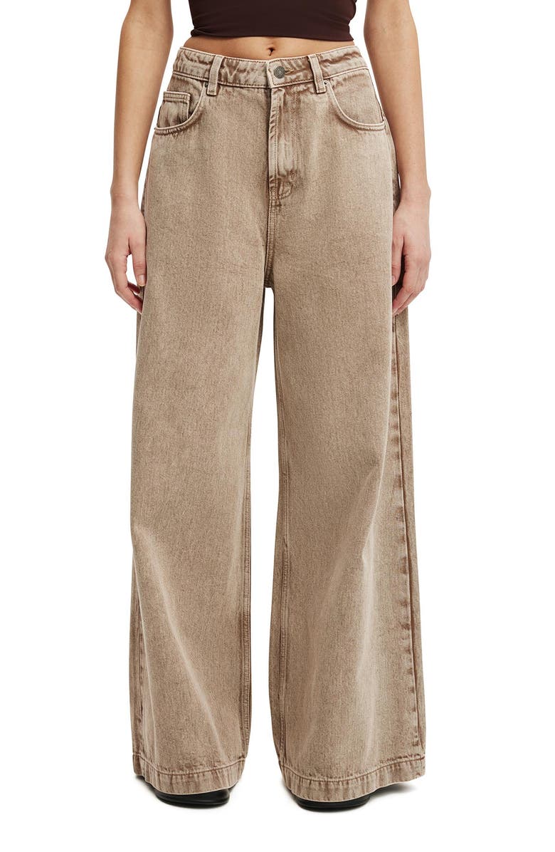 Cotton On Women's 91 Wide Jean, Main, color, Brown Stonewash