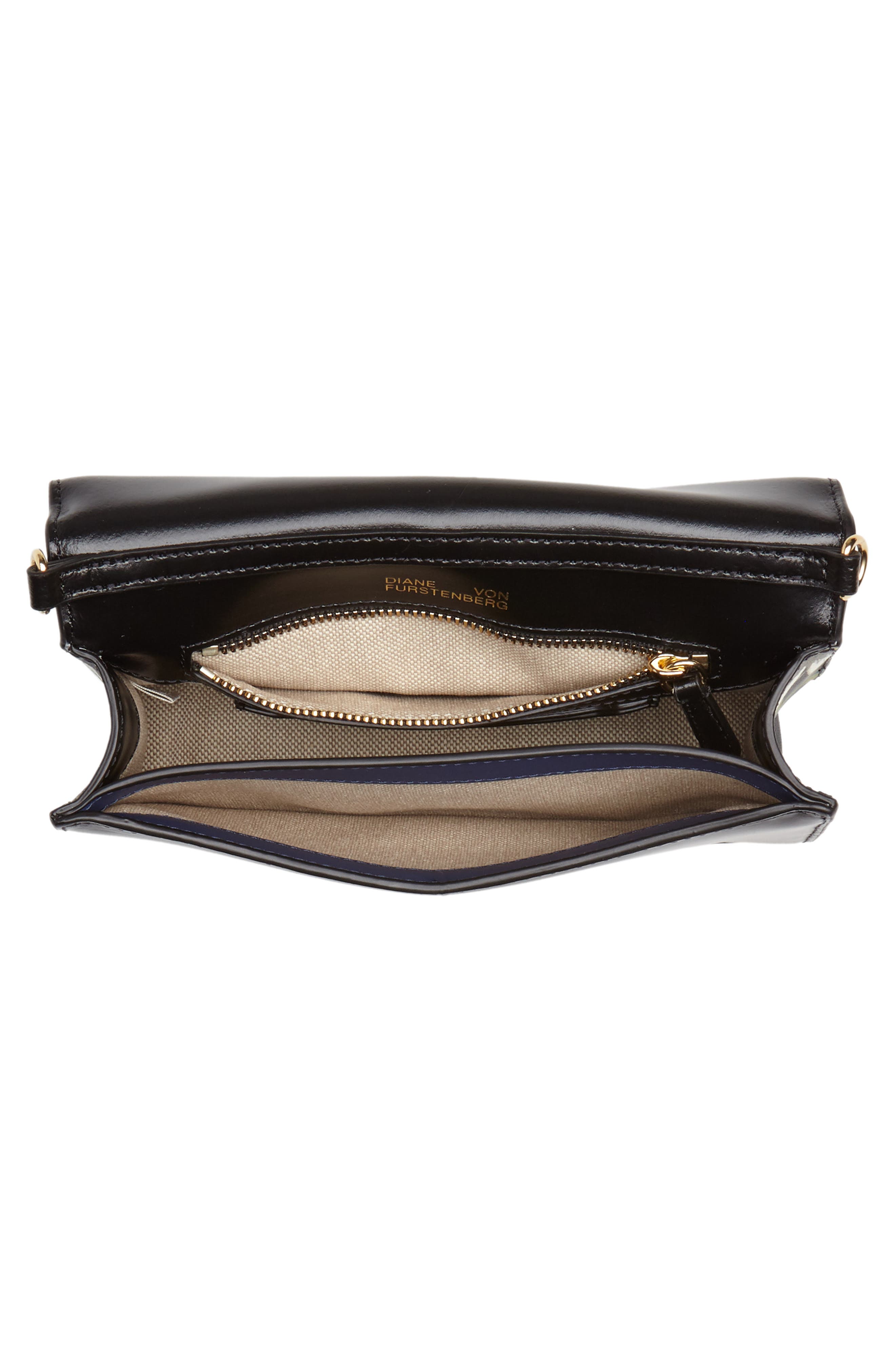 Diane von Furstenberg Soirée Leather Convertible Crossbody Bag, Alternate, color, 