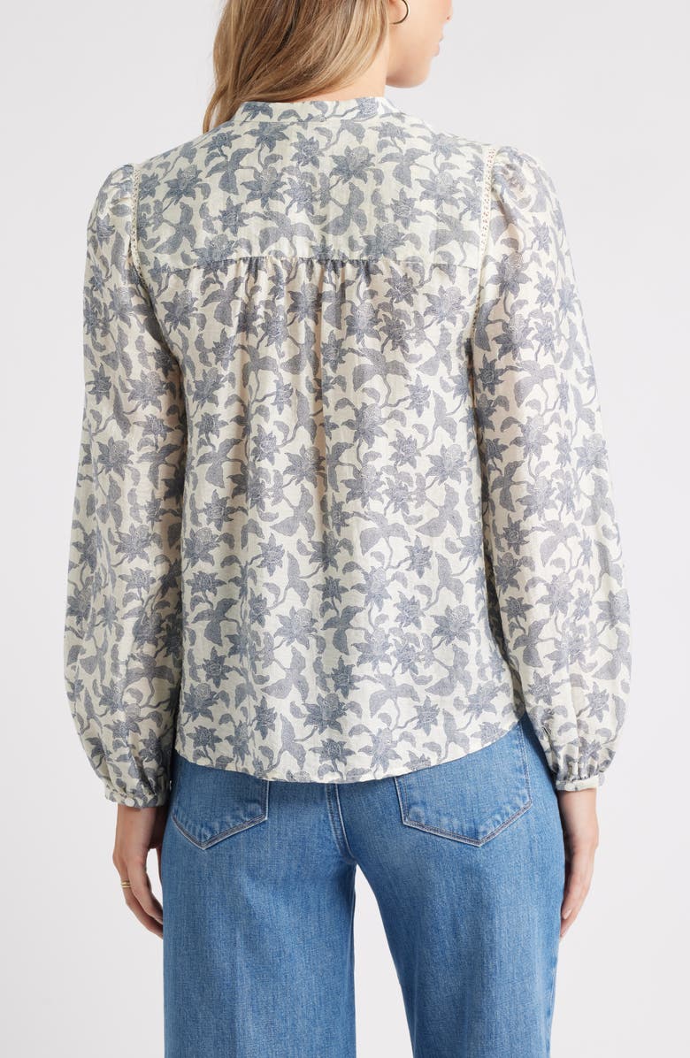 Caslon<sup>®</sup> Embroidered Inset Top, Alternate, color, Ivory- Navy Audrey Floral