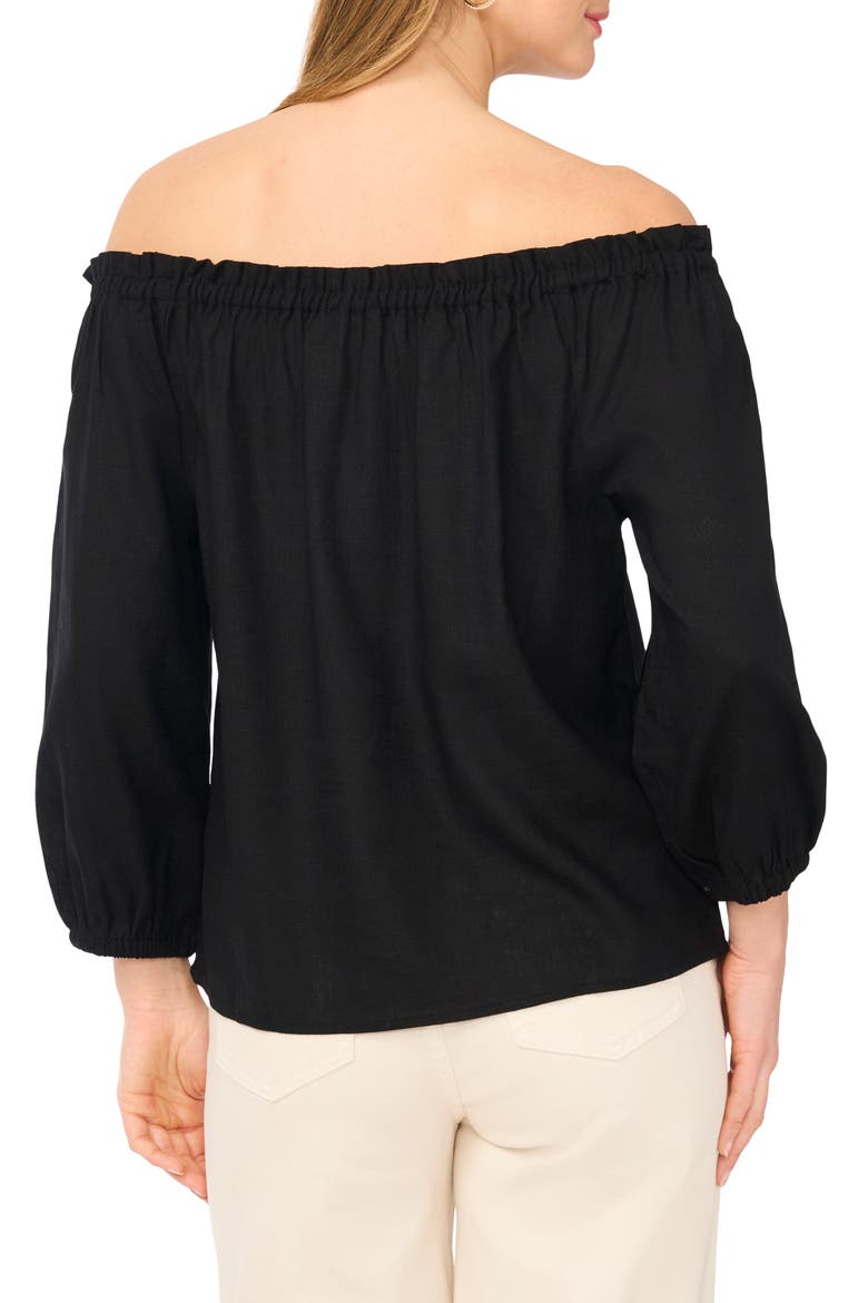 Off the Shoulder Puff Sleeve Top, Alternate, color, RICH BLACK