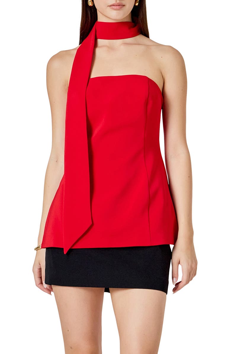Endless Rose Sleeveless Choker Tie Top, Main, color, Red