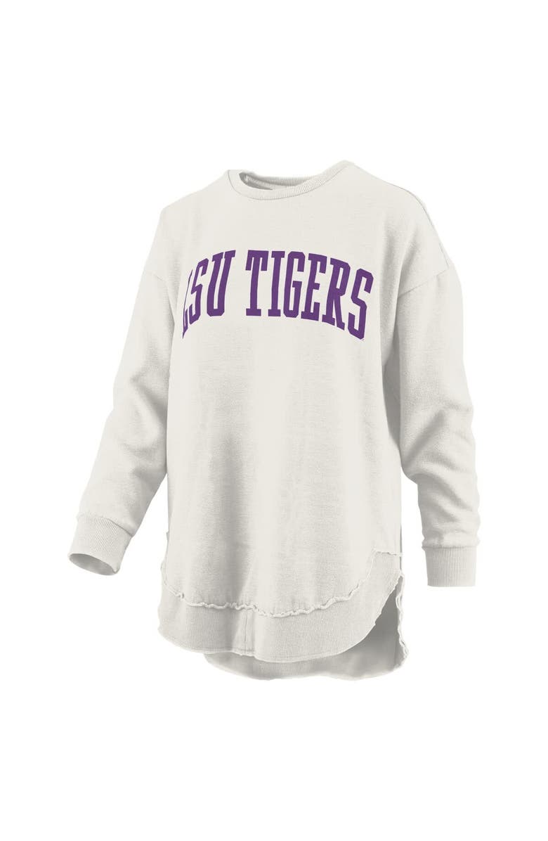 PRESSBOX Women's Pressbox Oatmeal LSU Tigers Melange Poncho Vintage Fleece Long Sleeve Pullover Sweatshirt, Alternate, color, Oatmeal