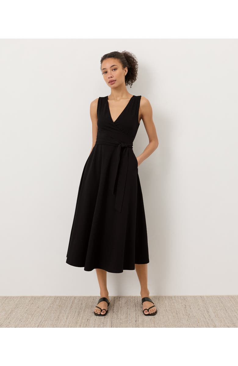 Pact Fit & Flare Easy V-Neck Dress Made With Organic Cotton, Main, color, Black